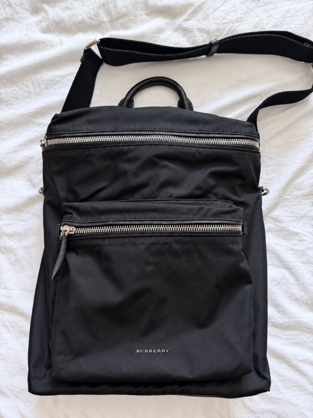 Burberry Donny Medium Nylon Backpack Black